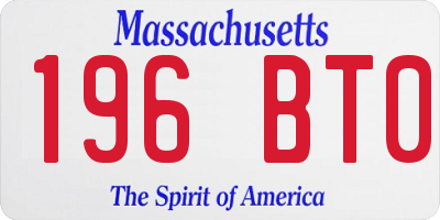 MA license plate 196BT0