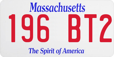 MA license plate 196BT2