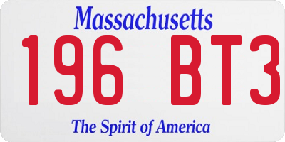 MA license plate 196BT3