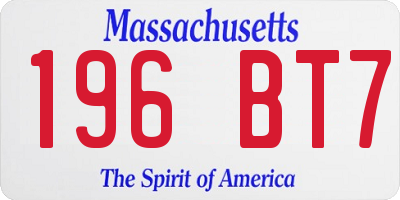 MA license plate 196BT7