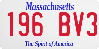 MA license plate 196BV3