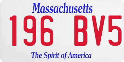MA license plate 196BV5