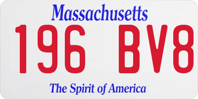 MA license plate 196BV8
