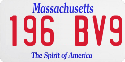 MA license plate 196BV9