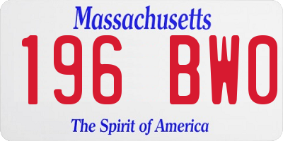 MA license plate 196BW0