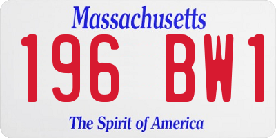 MA license plate 196BW1