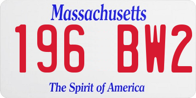 MA license plate 196BW2