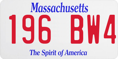 MA license plate 196BW4