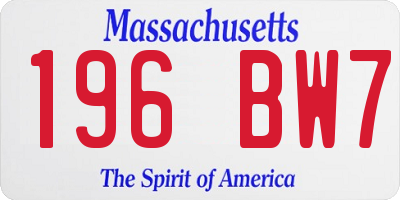 MA license plate 196BW7