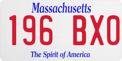 MA license plate 196BX0