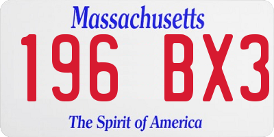 MA license plate 196BX3