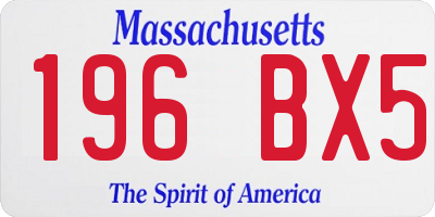 MA license plate 196BX5