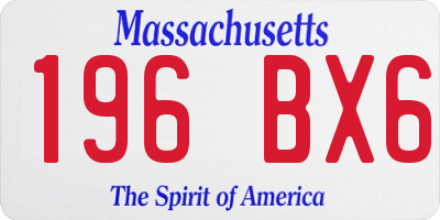 MA license plate 196BX6