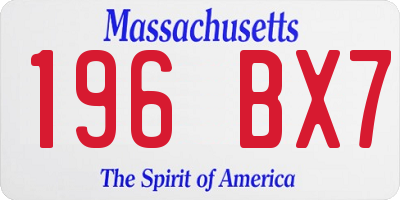 MA license plate 196BX7