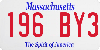 MA license plate 196BY3