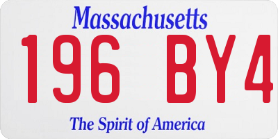 MA license plate 196BY4