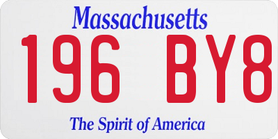 MA license plate 196BY8