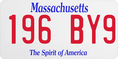 MA license plate 196BY9