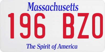 MA license plate 196BZ0