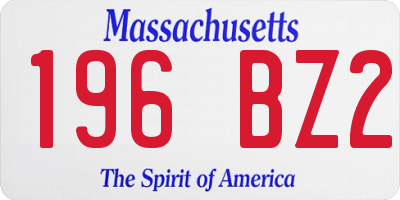 MA license plate 196BZ2