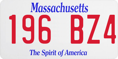 MA license plate 196BZ4