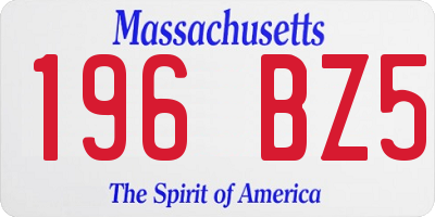 MA license plate 196BZ5