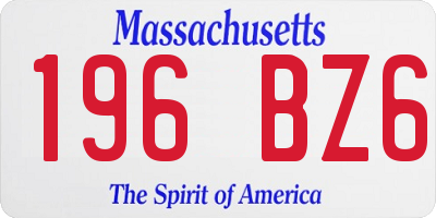 MA license plate 196BZ6