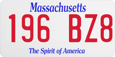 MA license plate 196BZ8
