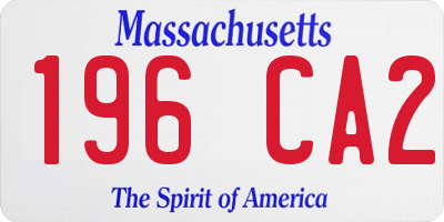 MA license plate 196CA2