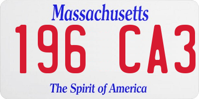 MA license plate 196CA3