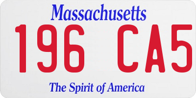 MA license plate 196CA5