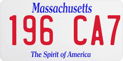 MA license plate 196CA7