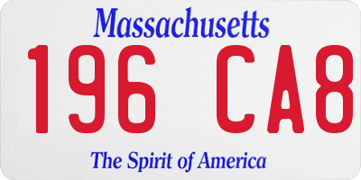 MA license plate 196CA8