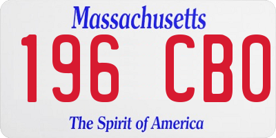 MA license plate 196CB0