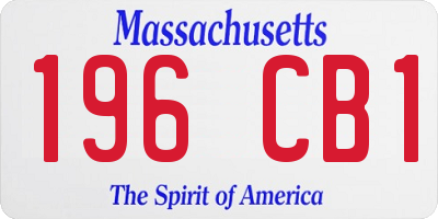 MA license plate 196CB1