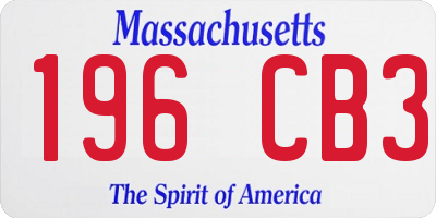 MA license plate 196CB3