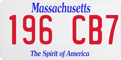 MA license plate 196CB7