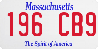 MA license plate 196CB9