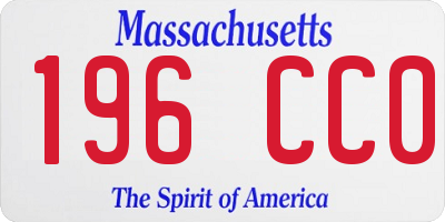MA license plate 196CC0