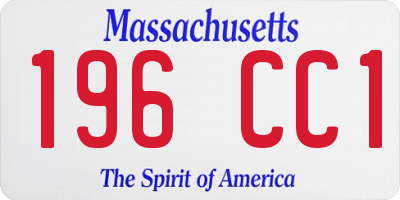 MA license plate 196CC1