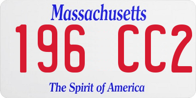 MA license plate 196CC2