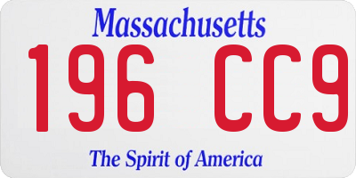 MA license plate 196CC9