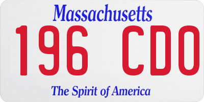 MA license plate 196CD0