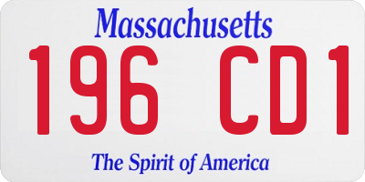 MA license plate 196CD1