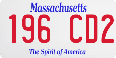 MA license plate 196CD2