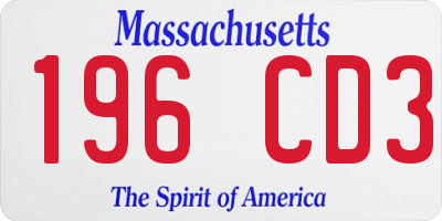 MA license plate 196CD3