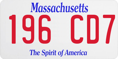 MA license plate 196CD7