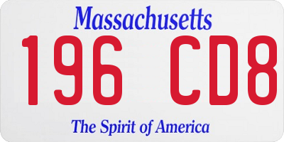 MA license plate 196CD8