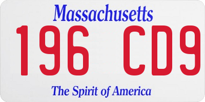 MA license plate 196CD9
