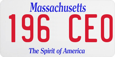 MA license plate 196CE0